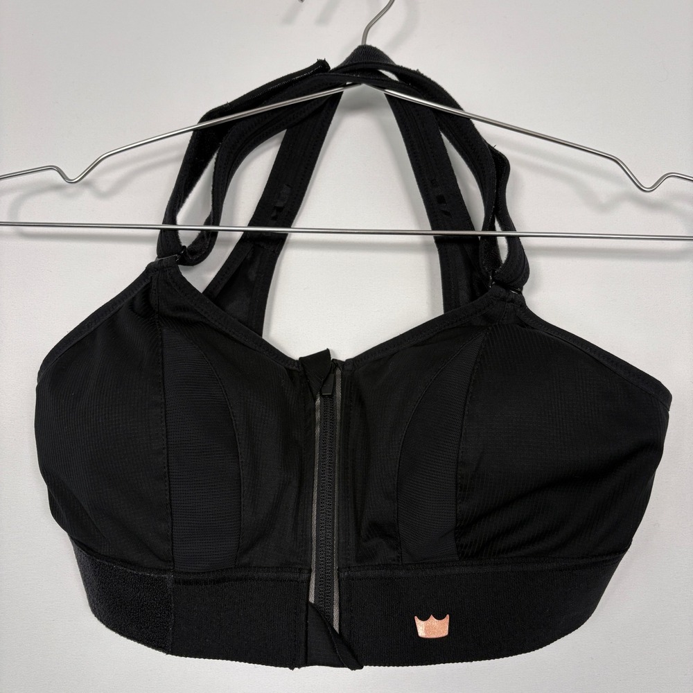 SHEFIT Womens Ultimate Sports Bra Size Small Black High Impact Front Zip Running